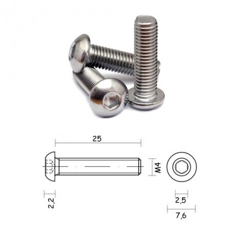 VITE TBEI M4x25 ISO 7380 INOX A2